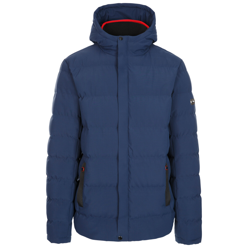 (S, Navy) Trespass Mens Padded Jacket Hood Quilted Habbton