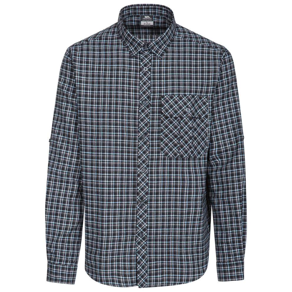 (XXS, Blue Check) Trespass Mens Checked Shirt Long Sleeve Snyper