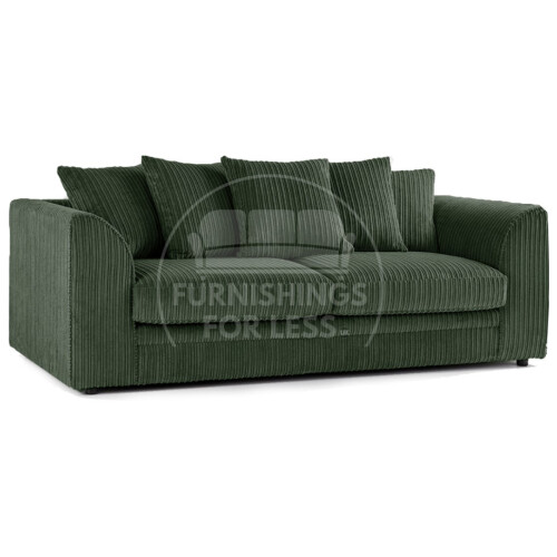 (Green, 3 Seater) Luxor Scatter Back Colourful Cord Sofa Range