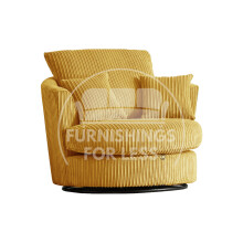 (Mustard, Swivel Chair) Luxor Scatter Back Colourful Cord Sofa Range