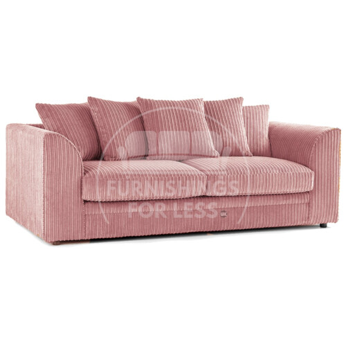 (Pink, 3 Seater) Luxor Scatter Back Colourful Cord Sofa Range
