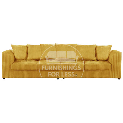 (Mustard, 4 Seater) Luxor Scatter Back Colourful Cord Sofa Range
