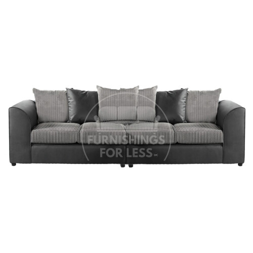 (Black & Grey, 4 Seater) Luxor Scatter Back Colourful Cord Sofa Range