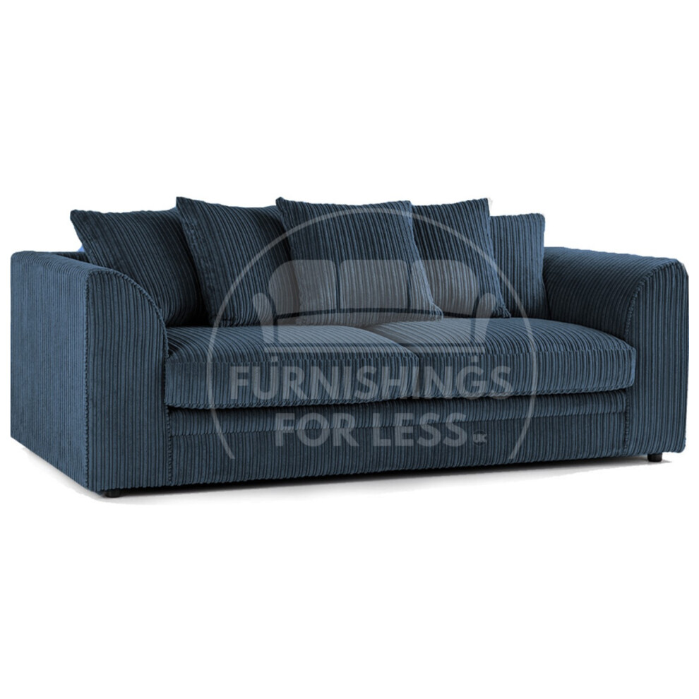 (Navy Blue, 3 Seater) Luxor Scatter Back Colourful Cord Sofa Range