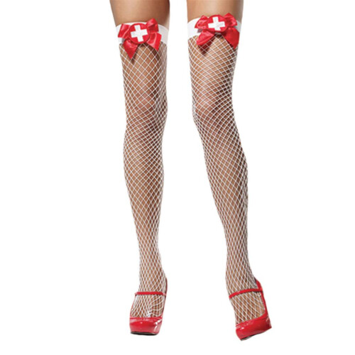 White Nurse Fishnet Stockings , Hold ups