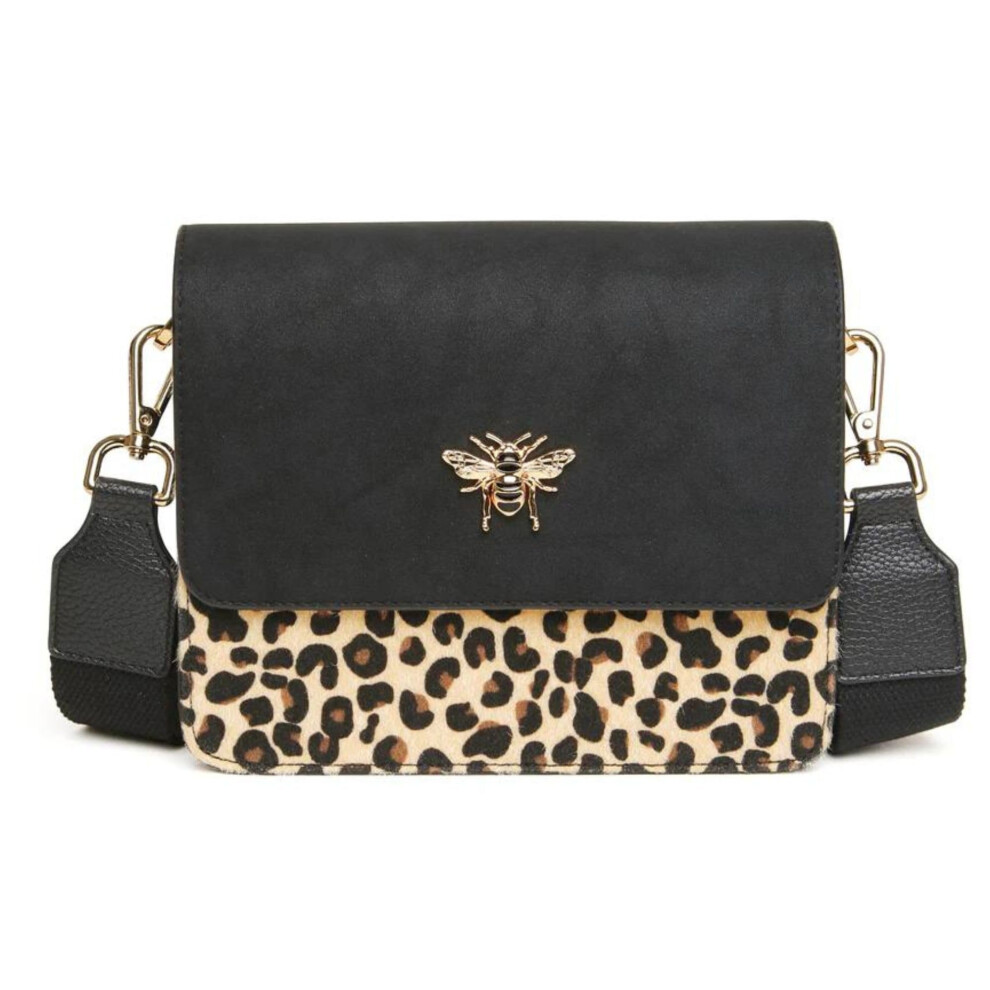 (Black) Vegan Leather Mini High-bury Crossbody Bag Bee