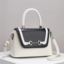 (WhiteBlack) Black Fashionable And White Contrast Shoulder Bag With Multiple Pockets For Everyday Style
