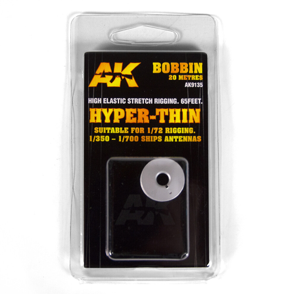 Ak Interactive 9135 Elastic Rigging Hyper-Thin 1:350 Ships/1:72 Rigging 65Ft