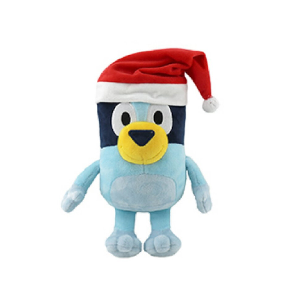 (Blue Christmas, 20cm/7.87in) Bluey Christmas Character Hat Star Eye Decoration Plush Toy Pillow Children Gift