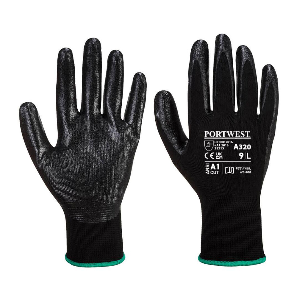 (M, Black) Portwest Unisex Adult A320 Dexti Grip Gloves