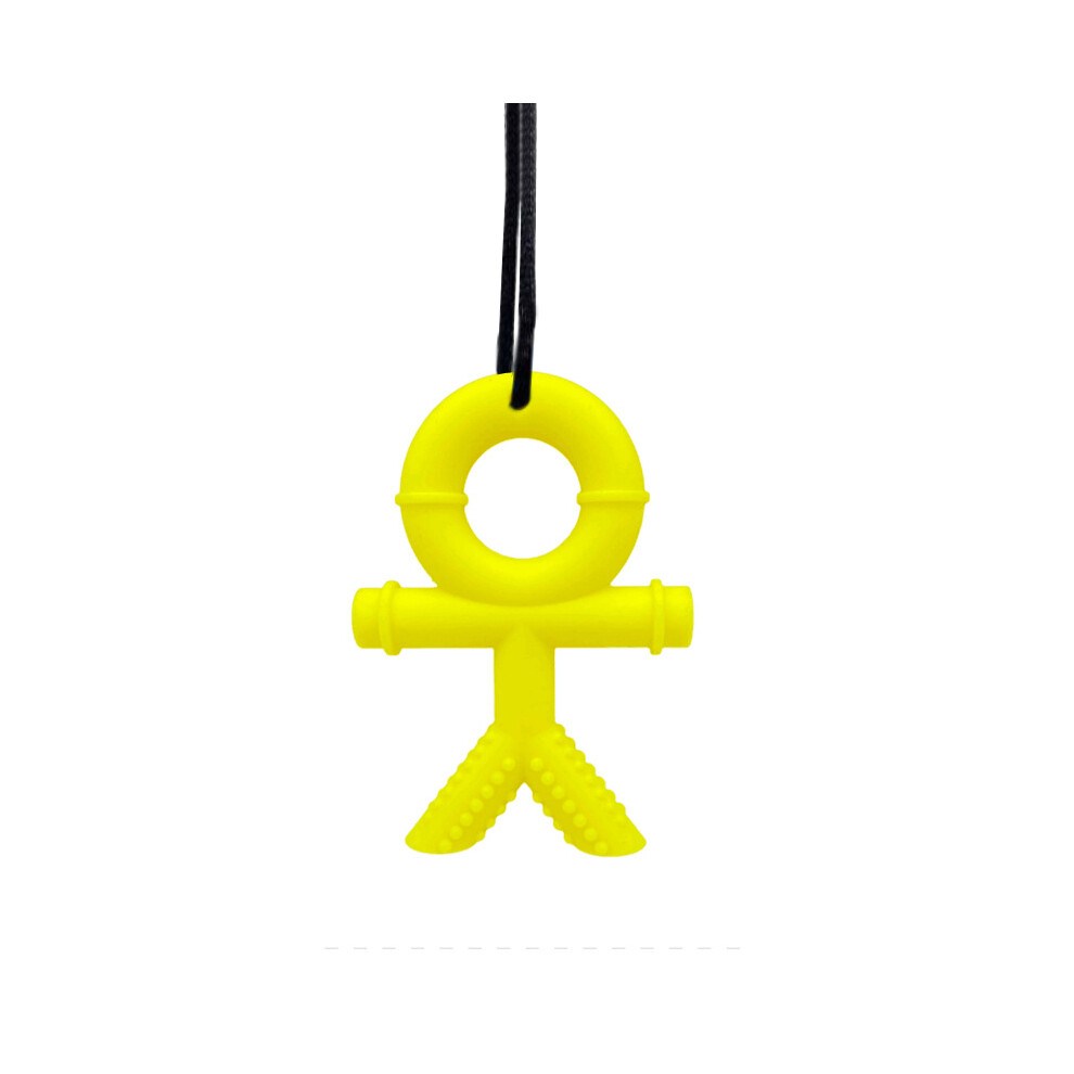 (Yellow) Necklace Children Sensory Chew Toy Kids Adults Man Autism Adhd Biting Sensory