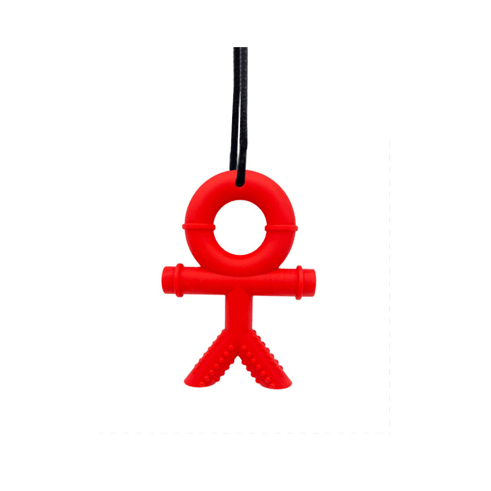 (Red) Necklace Children Sensory Chew Toy Kids Adults Man Autism Adhd Biting Sensory