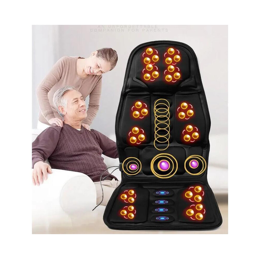 (5 motor massage) Multifunctional Car Chair Body Massage Heat Seat Cover Cushion Neck Pain Lumbar Support Pad Back Massager