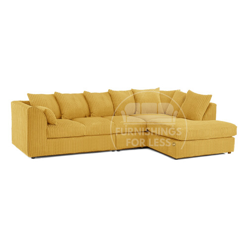 (5 Seater Right Hand Facing, Mustard) Luxor Scatter Back Cord Corner Sofa Range