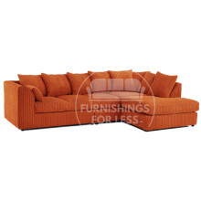 (5 Seater Right Hand Facing, Orange) Luxor Scatter Back Cord Corner Sofa Range