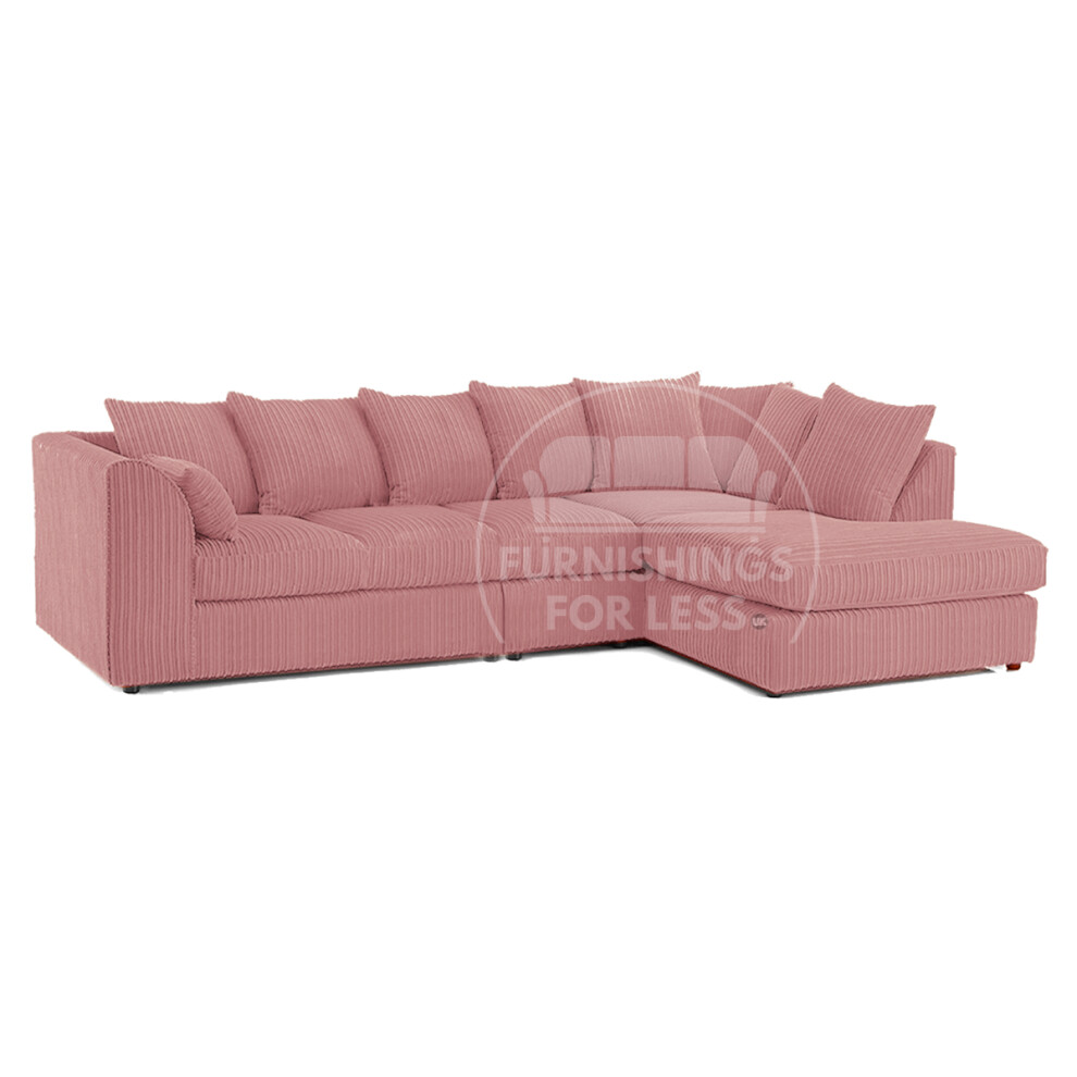 (5 Seater Right Hand Facing, Pink) Luxor Scatter Back Cord Corner Sofa Range
