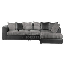 (5 Seater Right Hand Facing, Black & Grey) Luxor Scatter Back Cord Corner Sofa Range