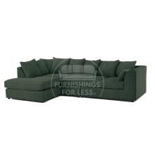 (5 Seater Left Hand Facing, Green) Luxor Scatter Back Cord Corner Sofa Range