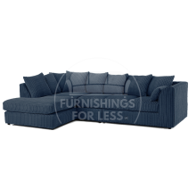 (5 Seater Left Hand Facing, Navy Blue) Luxor Scatter Back Cord Corner Sofa Range