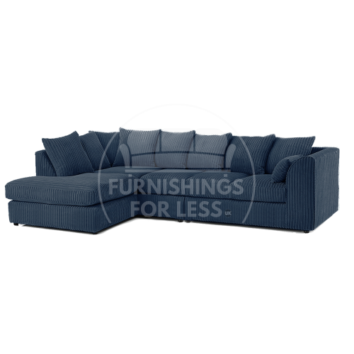 (5 Seater Left Hand Facing, Navy Blue) Luxor Scatter Back Cord Corner Sofa Range