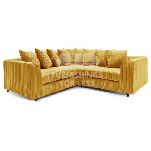 (5 Seater Symmetrical, Mustard) Luxor Scatter Back Cord Corner Sofa Range