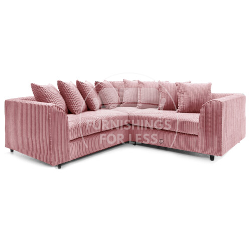 (5 Seater Symmetrical, Pink) Luxor Scatter Back Cord Corner Sofa Range