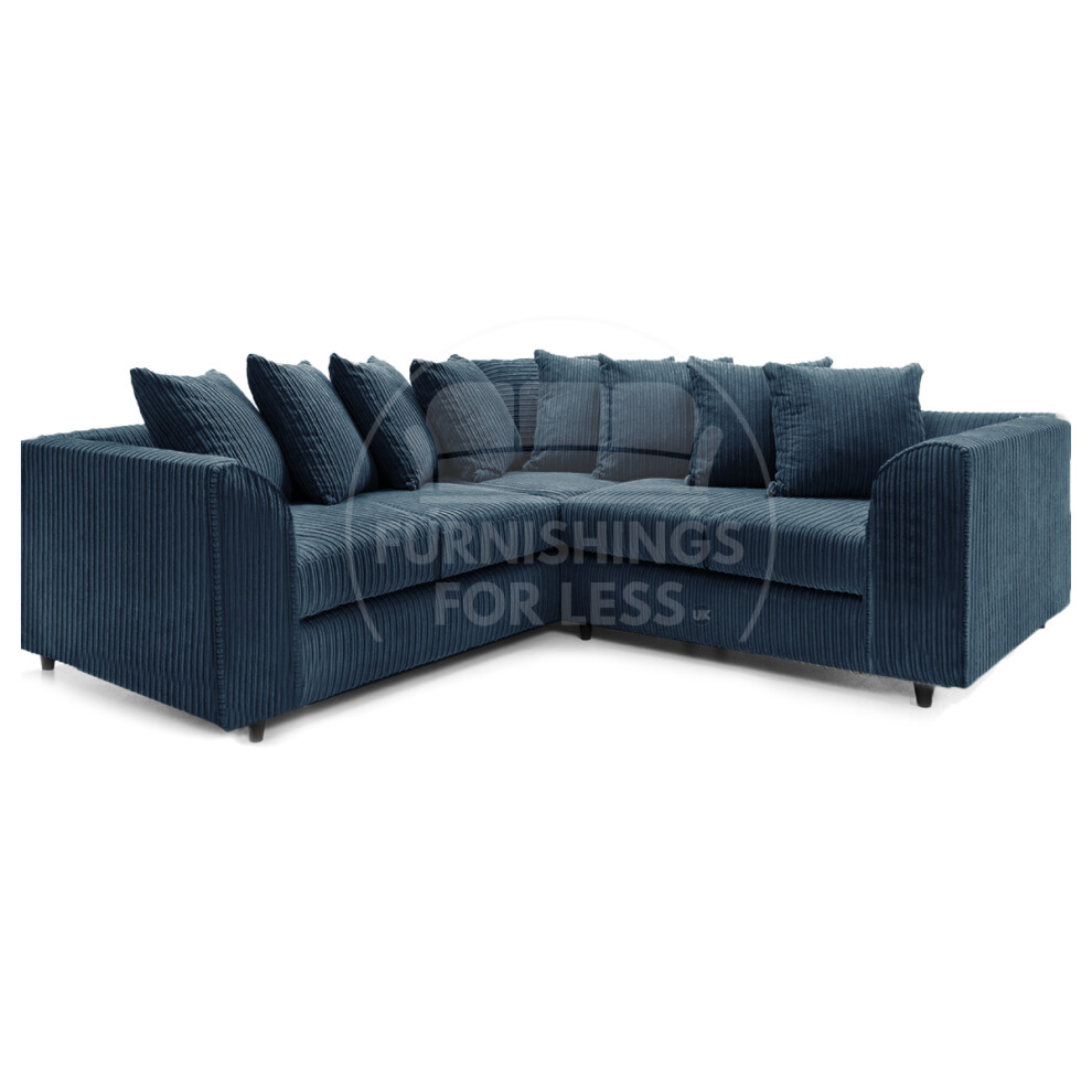 (5 Seater Symmetrical, Navy Blue) Luxor Scatter Back Cord Corner Sofa Range
