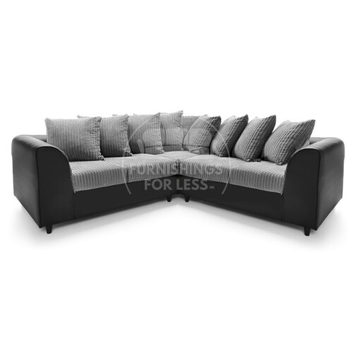 (5 Seater Symmetrical, Black & Grey) Luxor Scatter Back Cord Corner Sofa Range