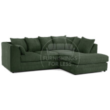 (4 Seater Right Hand Facing, Green) Luxor Scatter Back Cord Corner Sofa Range