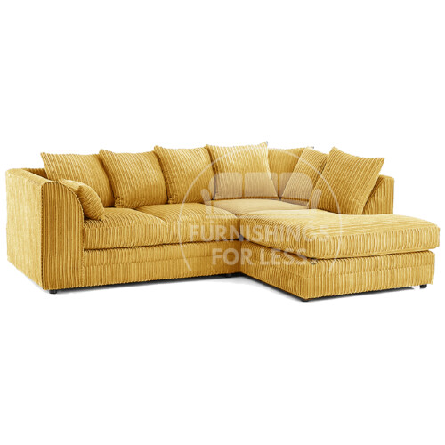 (4 Seater Right Hand Facing, Mustard) Luxor Scatter Back Cord Corner Sofa Range