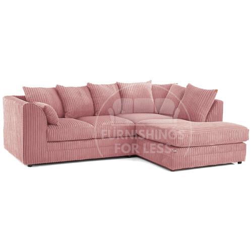 (4 Seater Right Hand Facing, Pink) Luxor Scatter Back Cord Corner Sofa Range