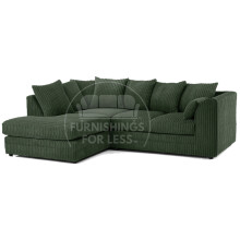 (4 Seater Left Hand Facing, Green) Luxor Scatter Back Cord Corner Sofa Range