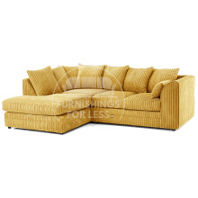 (4 Seater Left Hand Facing, Mustard) Luxor Scatter Back Cord Corner Sofa Range