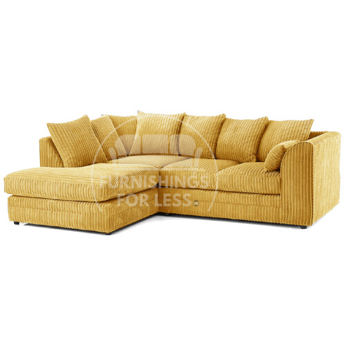 (4 Seater Left Hand Facing, Mustard) Luxor Scatter Back Cord Corner Sofa Range