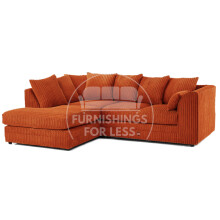 (4 Seater Left Hand Facing, Orange) Luxor Scatter Back Cord Corner Sofa Range
