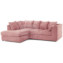 (4 Seater Left Hand Facing, Pink) Luxor Scatter Back Cord Corner Sofa Range