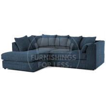 (4 Seater Left Hand Facing, Navy Blue) Luxor Scatter Back Cord Corner Sofa Range
