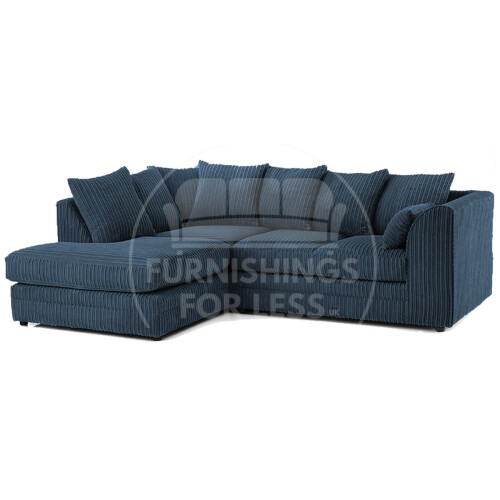 (4 Seater Left Hand Facing, Navy Blue) Luxor Scatter Back Cord Corner Sofa Range