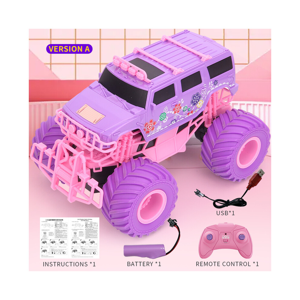 (Version A) Pink RC Car Electric Drive Off-Road Big Wheel High Speed Purple Remote Control Trucks Girls Toys for Children Remote Control Cars & Trucks