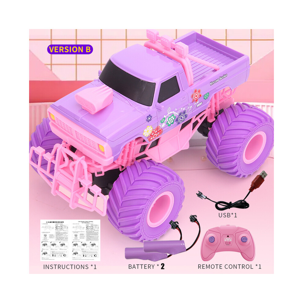 (Version B-2B) Pink RC Car Electric Drive Off-Road Big Wheel High Speed Purple Remote Control Trucks Girls Toys for Children Remote Control Cars & Tru