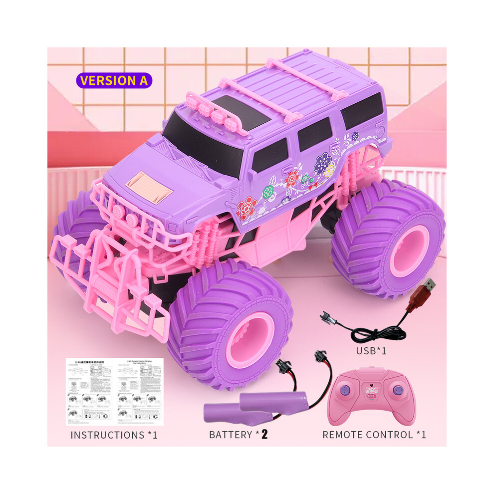 (Version A-2B) Pink RC Car Electric Drive Off-Road Big Wheel High Speed Purple Remote Control Trucks Girls Toys for Children Remote Control Cars & Tru