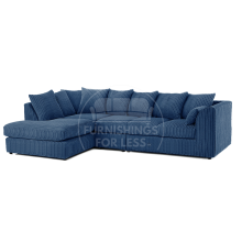 (5 Seater Left Hand Facing, Marine Blue) Luxor Scatter Back Cord Corner Sofa Range