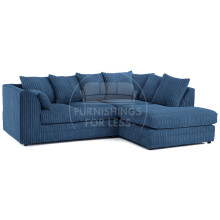 (4 Seater Right Hand Facing, Marine Blue) Luxor Scatter Back Cord Corner Sofa Range