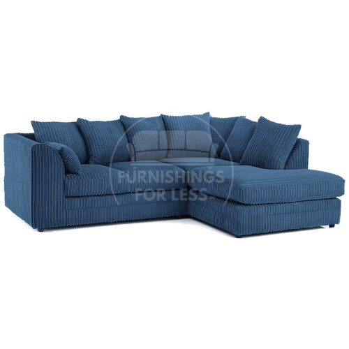 (4 Seater Right Hand Facing, Marine Blue) Luxor Scatter Back Cord Corner Sofa Range
