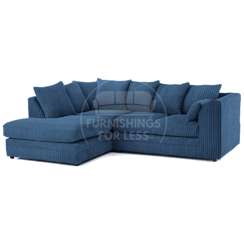 (4 Seater Left Hand Facing, Marine Blue) Luxor Scatter Back Cord Corner Sofa Range