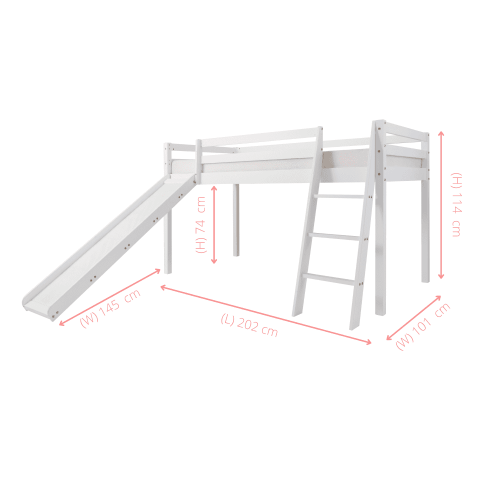 Noa and Nani Moro Midsleeper Bed with Slide & Pirate Hideaway Package in White 2