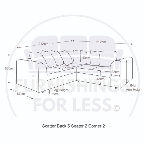 (5 Seater Symmetrical, Orange) Luxor Scatter Back Cord Corner Sofa Range 2