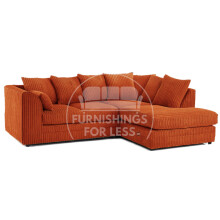(4 Seater Right Hand Facing, Orange) Luxor Scatter Back Cord Corner Sofa Range
