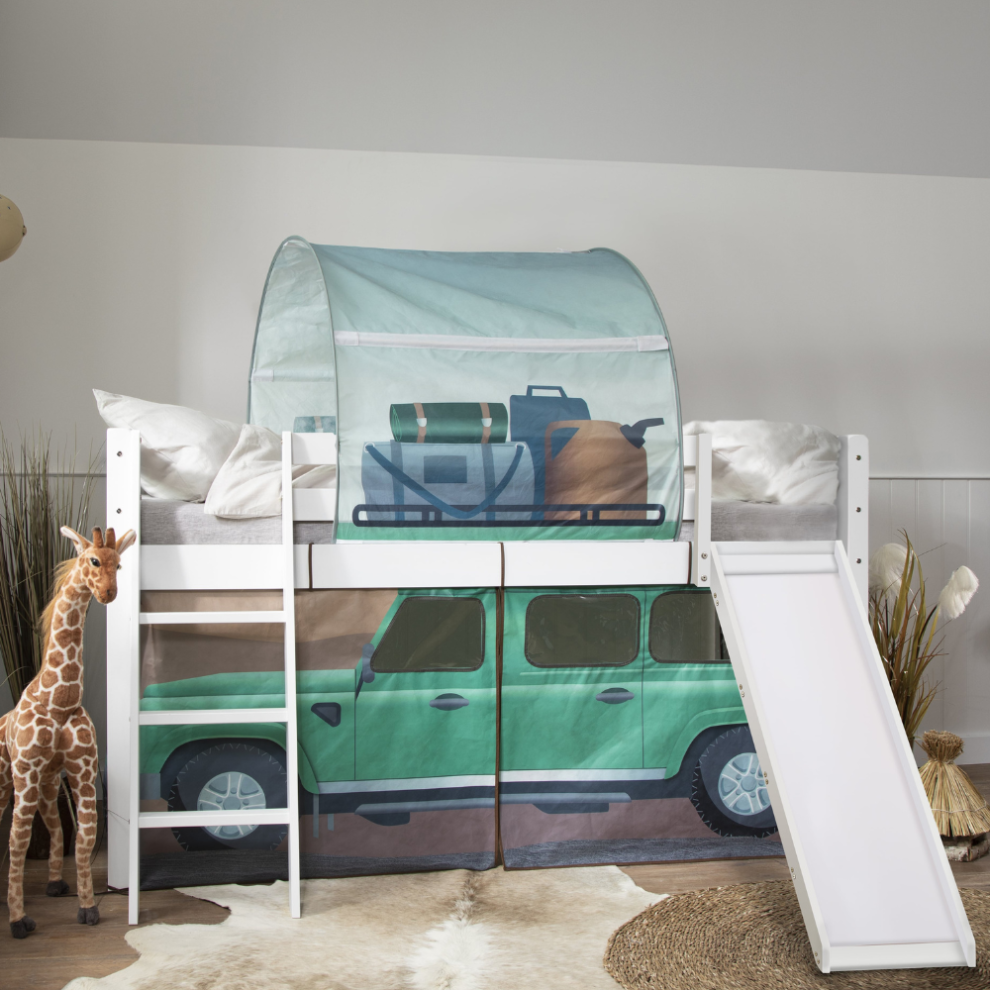 Noa And Nani Moro Cabin Bed With Slide & Safari Overland Off Road Package In White