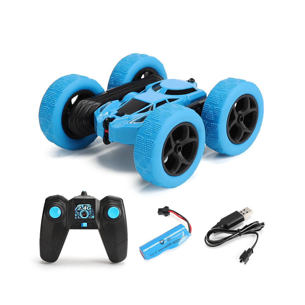 (RC Stunt Car Blue) RC Stunt Car Children Double Sided Flip 2.4Ghz Remote Control Car 360 Degree Rotation Off Road Kids Rc Drift Car Toys Gifts Boys T